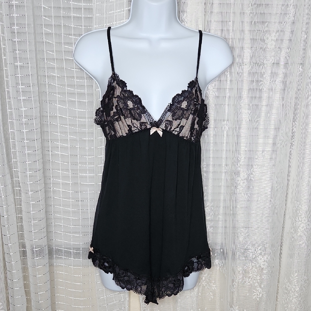 NWT Victoria's Secret Black Lace Teddy Jumper PJ's SzM